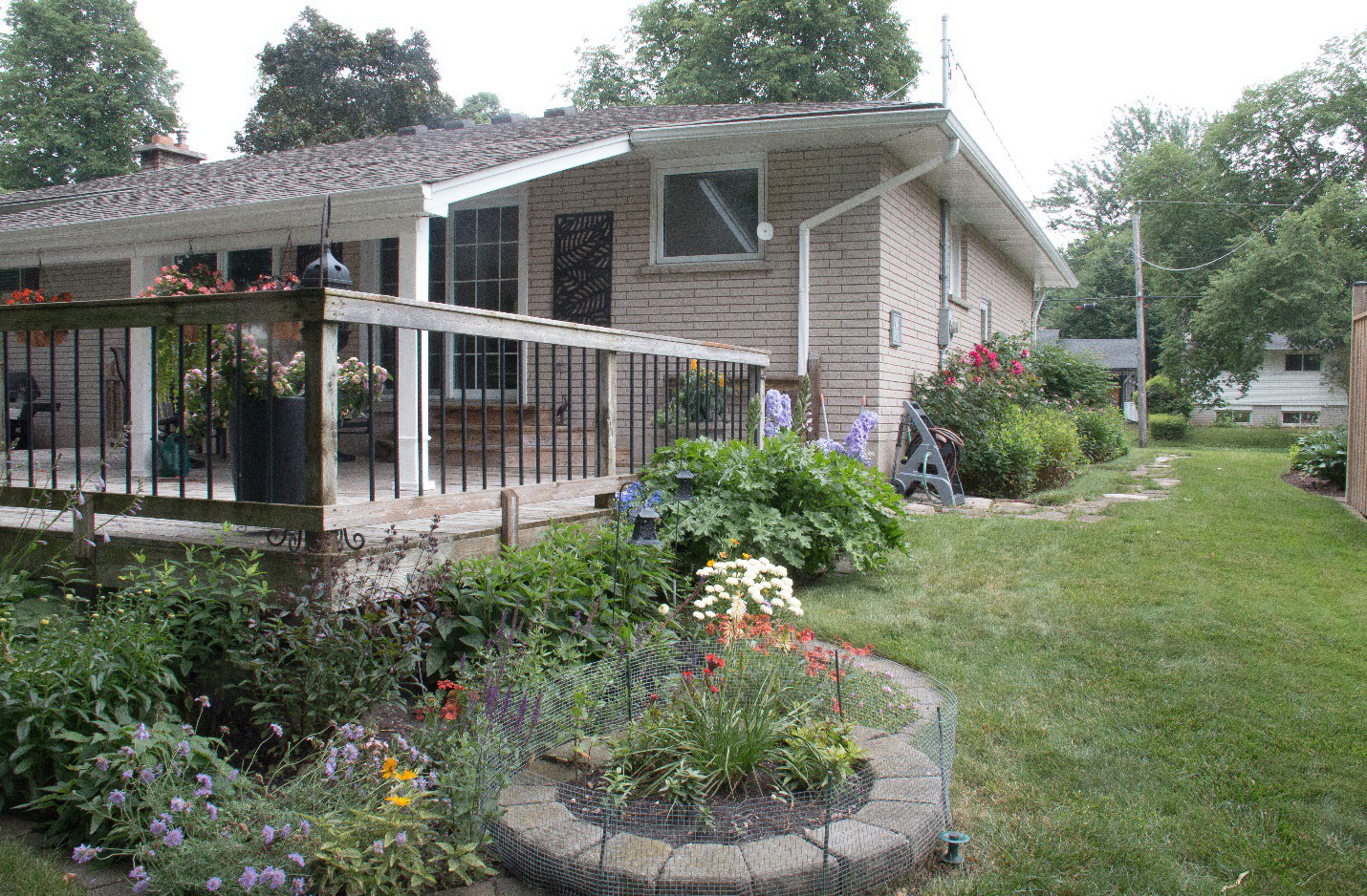 The garden at the back of a home in Kitchener, Ontario